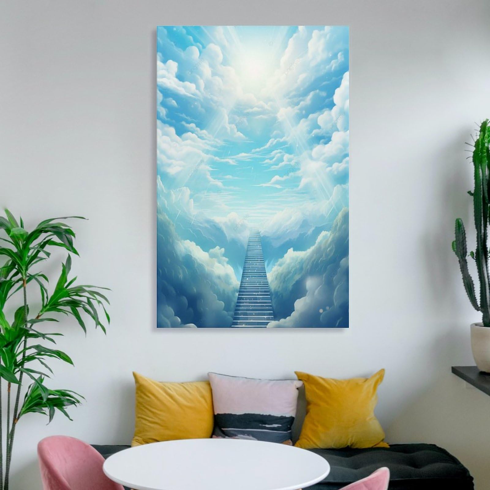 Amazon.co.jp: 絵画 太陽の光と空の階段インテリア 絵画 神の光 アート